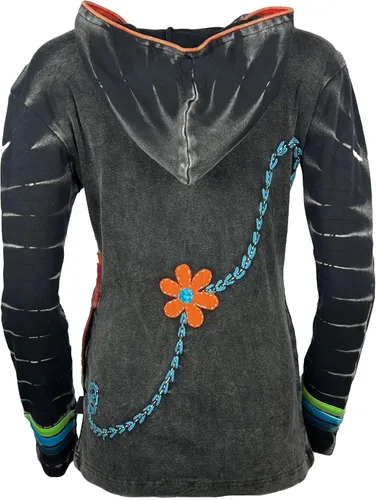 Vista 10 de Agan Traders Chaquetas bohemias con cremallera para mujer, con parches de teñido anudado, sudaderas ligeras con capucha para mujer 2025
