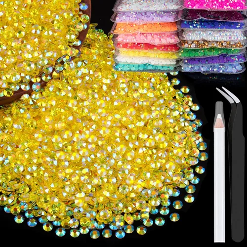 Vista 50 de 5000 piezas de 2mm de strass de resina a granel, strass de gel negros con parte posterior plana y redonda para embellecer sin termoadhesión, gemas