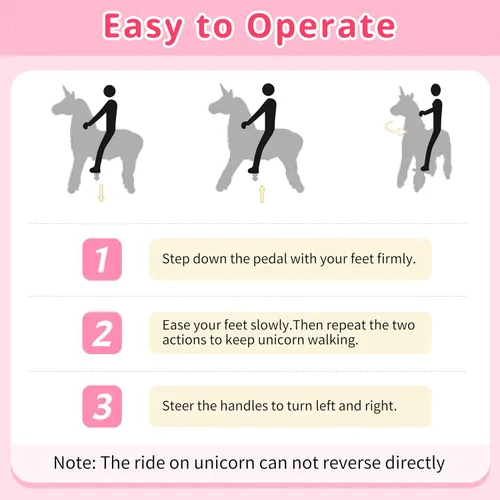 Vista 9 de Juguete de montar unicornio Pipleo para niños de 4 a 9 años, juguete de montar unicornio, animal de peluche mecánico de unicornio, sin batería ni