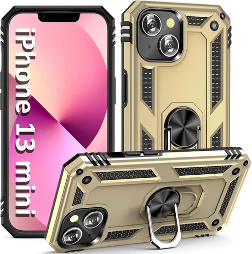 Vista 15 de ADDIT Funda para iPhone 13 Mini iPhone 13 Mini, con soporte de anillo, soporte magnético para automóvil, grado militar, resistente, para iPhone 13