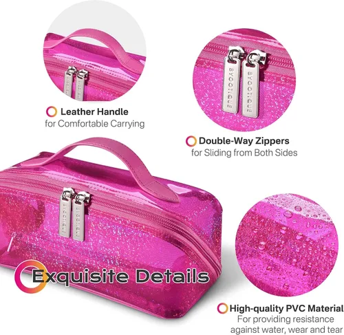 Vista 3 de BYOOTIQUE AW 420D - Neceser de viaje de nailon transparente, portátil, ligero, transparente, organizador de almacenamiento de cosméticos, piscina
