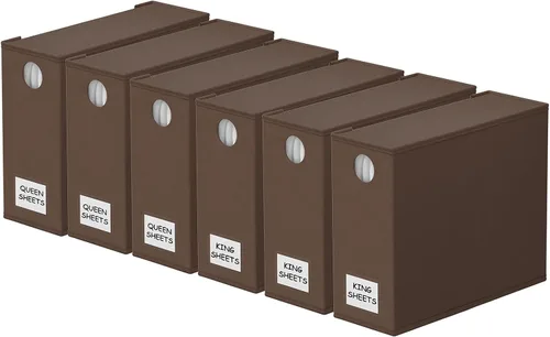 Vista 17 de SpaceAid Paquete de 6 Organizadores y Almacenamiento de Sábanas de Cama, Organizador de Sábanas Plegable con Ventana para Armario de Ropa Blanca