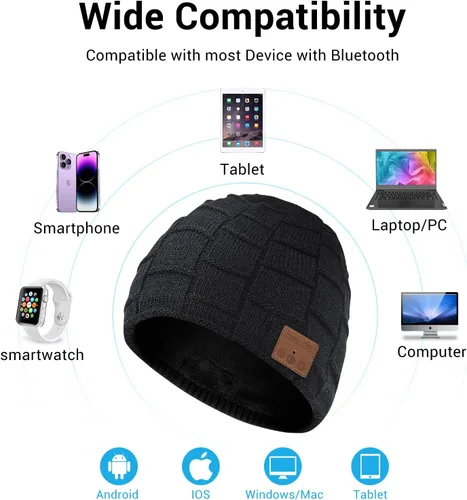 Vista 14 de Bluetooth Beanie for Women with Ponytail Hole, Beanie with Headphones Built in Microphone, Womens Gifts