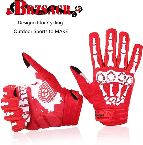 Vista 9 de Guantes de ciclismo de esqueleto de hueso para motocicleta guantes de bicicleta acolchados de montaña para hombres y mujeres resistencia al aire