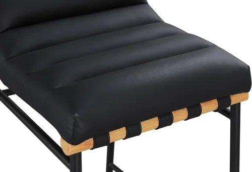 Vista 6 de Meridian Furniture 846Black-C Burke Collection Modern Taburete de bar contemporáneo con cuero vegano negro suave, marco de metal negro mate