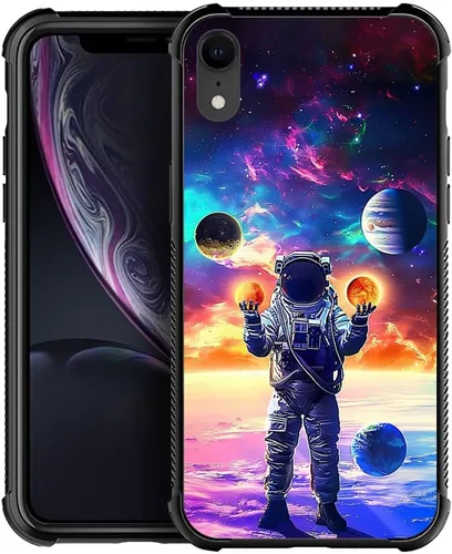 Vista 17 de CARLOCA Funda compatible con iPhone XR, iPhone XR para niños, hombres y jóvenes, diseño de nebulosa espacial, a prueba de golpes, antiarañazos