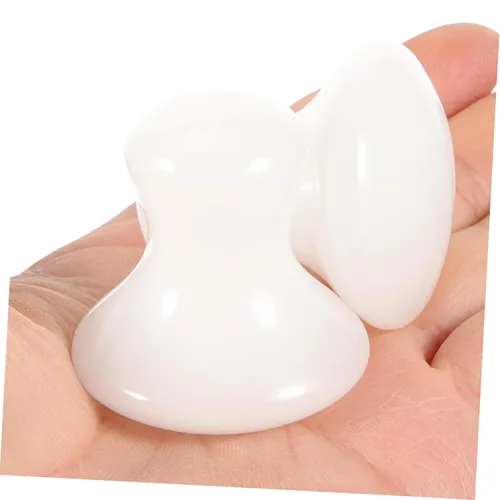 Vista 6 de Uonlytech Gua Sha Tools Health Jade Stones Hongos raspado herramienta de masaje para spa en casa, 2 piezas, color blanco