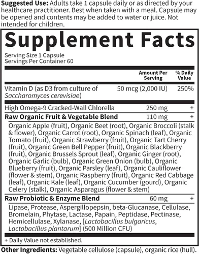 Vista 5 de Garden of Life Vitamina D, Vitamin Code Raw D3, Vitamina D 2,000 UI, Suplementos D3 de Alimentos Integrales Crudos con Chlorella, Frutas, Verduras