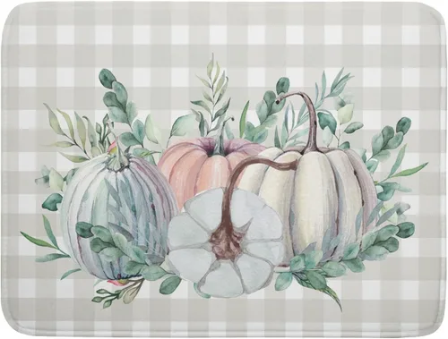 Vista 87 de Tapete de Secado de Platos de Florero de Girasoles Otoñales para Encimera de Cocina, Tapete de Secado de Hojas de Arce y Calabaza Otoñal de 16 x 18