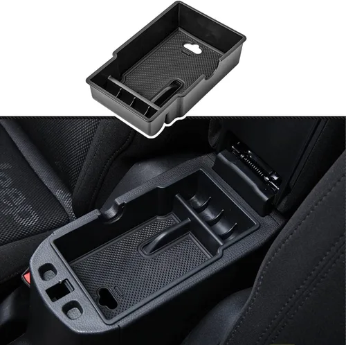 Vista 2 de EDBETOS Organizador de bandeja de consola central compatible con accesorios Jeep Renegade 2015-2019 2020 2021 2022 2023, caja de guantes de Negro