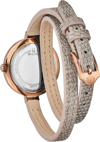 Vista 3 de Bulova Ladies Rhapsody Quartz Diamond Leather Double Wrap Strap Watch