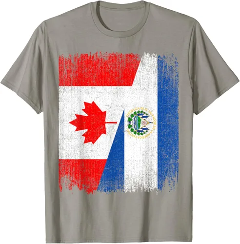 Vista 24 de Camiseta Half Canada El Salvador Flag Canadian Salvadoran Pride Roots