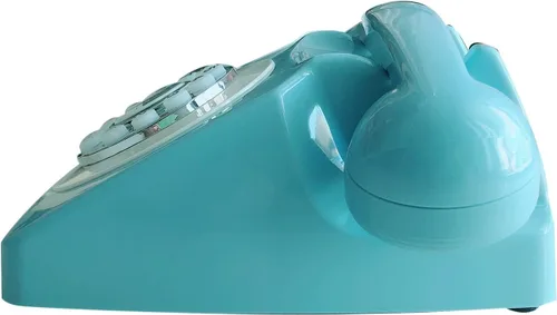 Vista 5 de Teléfono retro, con cable clásico antiguo teléfono fijo para el hogar/oficina, con cable francés azul antiguo rotativo regalo para decoración de arte