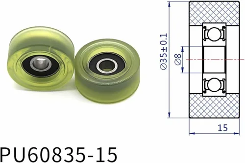 Vista 2 de SSIMOO Diameter 35mm, PU Polyurethane Bearing,Rubber Coated Soft Pulley/Roller, Width 15mm Kindly