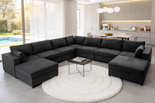 Vista 26 de 113" sofá seccional modular de gran tamaño del asiento profundo, sofá