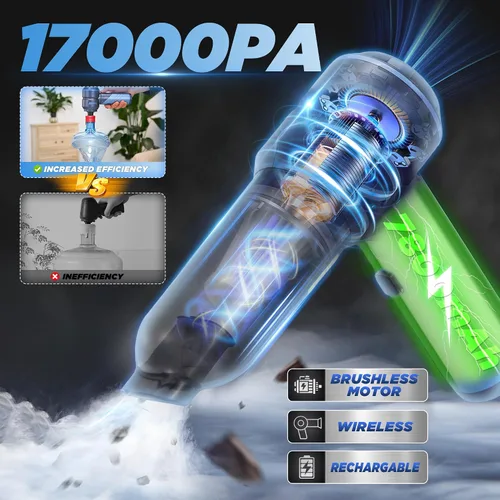 Vista 3 de Aspiradora de coche HL121, diseño portátil y plegable, succión fuerte de 17000 PA, aspiradora de doble función y soplador de aire para limpieza