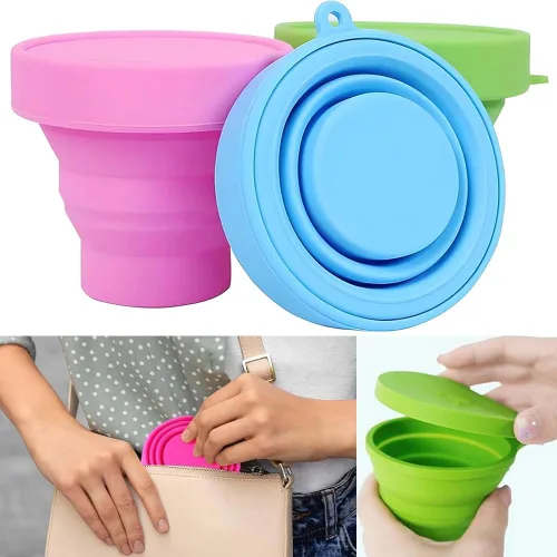 Vista 6 de AKOAK Taza de viaje plegable de silicona, taza portátil para hacer gárgaras, para salir, viajar y acampar (juego de 3, color caramelo)