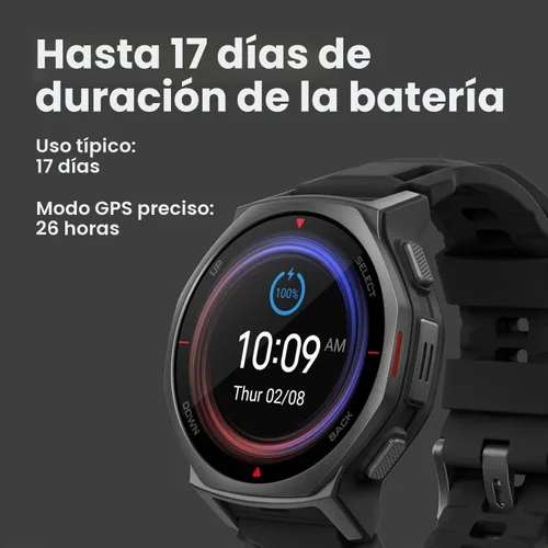 Vista 2 de Amazfit Reloj inteligente T-Rex 3 Pro, cristal de zafiro AMOLED de 1.32