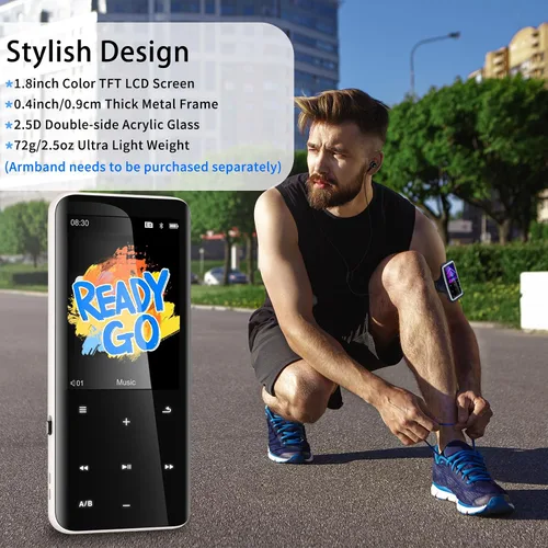 Vista 6 de Reproductores MP3 de 96 GB, reproductor de música con Bluetooth 5.2, Volorful HiFi MP3 reproductores de audio digital con altavoz HD, mini