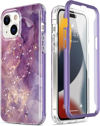 Vista 17 de Esdot Funda para iPhone 15 Pro con protector de pantalla integrado, funda duradera con diseños de moda para mujeres y niñas, elegante funda Piedra
