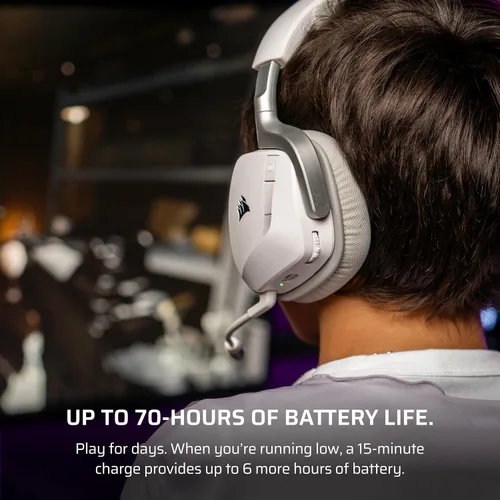 Vista 6 de Corsair Void v2 - Auriculares inalámbricos para juegos con Bluetooth para PC, PS5, PS4, Switch, móvil, Dolby Atmos, batería de 70 horas, doble