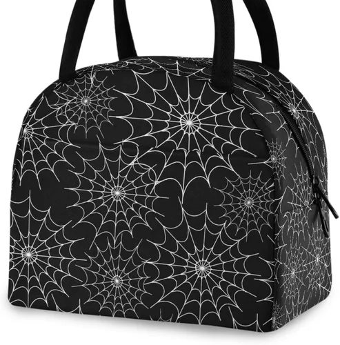 Vista 21 de Bolsa de almuerzo reutilizable con diseño de panal de abeja vintage, con bolsillo frontal, cierre de cremallera, bolsa térmica térmica
