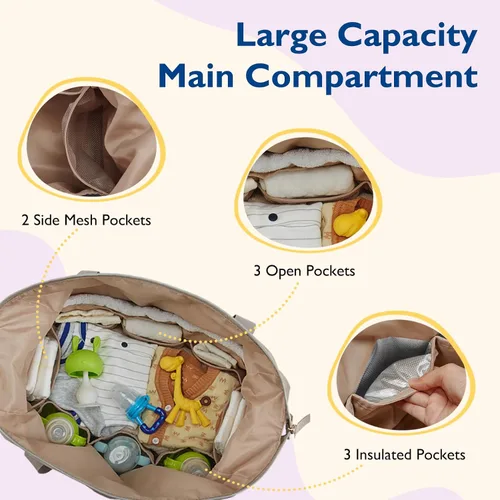 Vista 3 de mommore - Bolso para pañales, bolsos de gran capacidad para viajes, bolso para hospital para parto, bolso para bebé con estuche para chupete