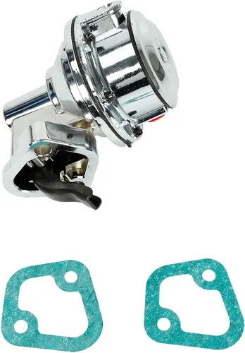 Vista 3 de Bomba de combustible mecánica cromada con accesorios compatibles para SBC Chevy 265 283 305 307 327 350 400 409