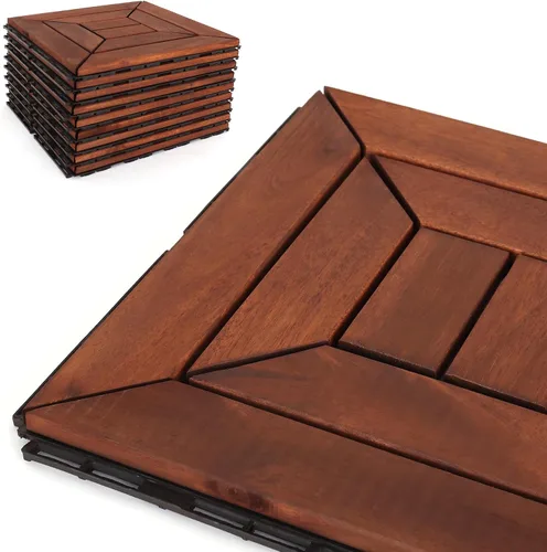 Vista 9 de Baldosas de madera de acacia para exteriores, baldosas de patio que se entrelazan. Moderno Gris Recto