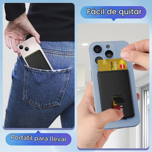 Vista 5 de Senose Billetera de silicona para teléfono con soporte, tarjetero