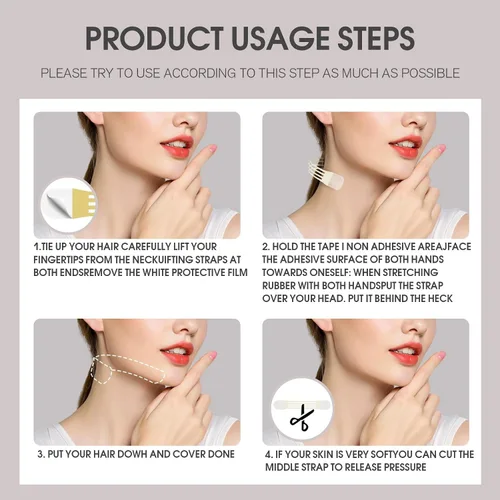 Vista 6 de Cinta de ajuste invisible para el cuello (8 bandas elásticas para el cuello, 20 cintas de repuesto)