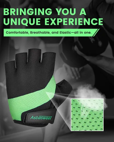 Vista 4 de Guantes de entrenamiento transpirables para levantamiento de pesas, gimnasio y ciclismo. Guantes de entrenamiento ligeros sin dedos con agarre
