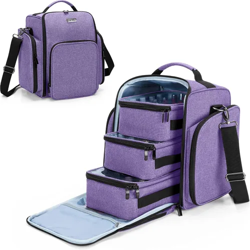 Vista 9 de Organizador de esmalte de uñas con capacidad para 72 botellas (15 ml. - 0.5 onzas líquidas), Negro Estuche grande para esmalte de uñas con 3