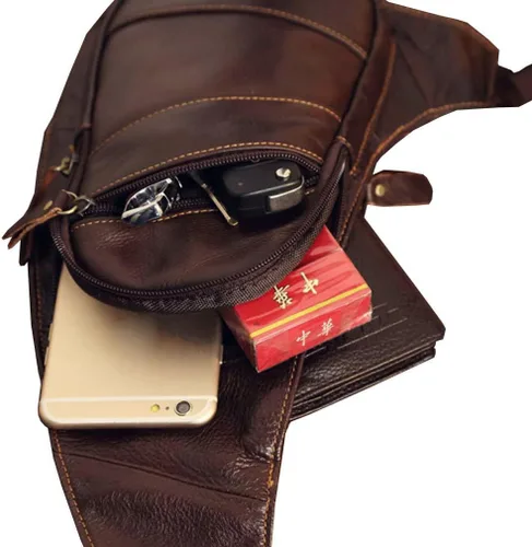 Vista 5 de Mochila estilo bandolera de piel para hombres y mujeres, bandolera de hombro, al pecho, mochila de uso diario para viajes, al aire libre