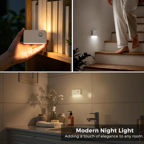 Vista 4 de L LOHAS LED Luz nocturna con sensor de movimiento, luces de escalera para Blanco