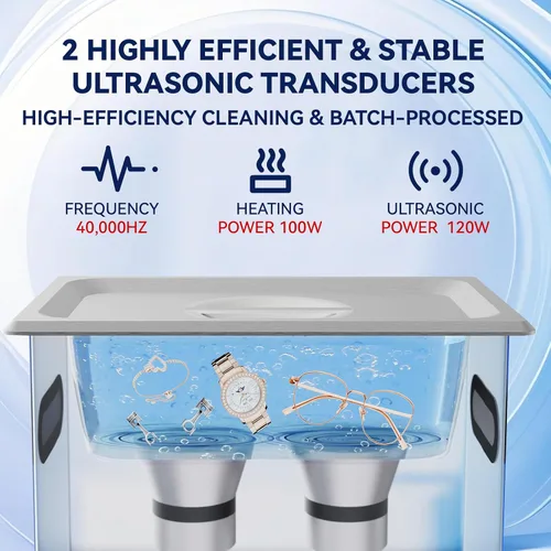 Vista 3 de Limpiador ultrasónico de 3L con temporizador y calentador, limpiador ultrasónico profesional de piezas, máquina de limpieza ultrasónica de control