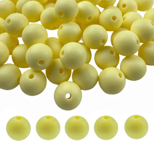 Vista 21 de Abalorios de silicona, 120 piezas de 6 mm abalorios redondos de silicona para hacer llaveros, pulseras, collares, aretes, joyas, manualidades DIY