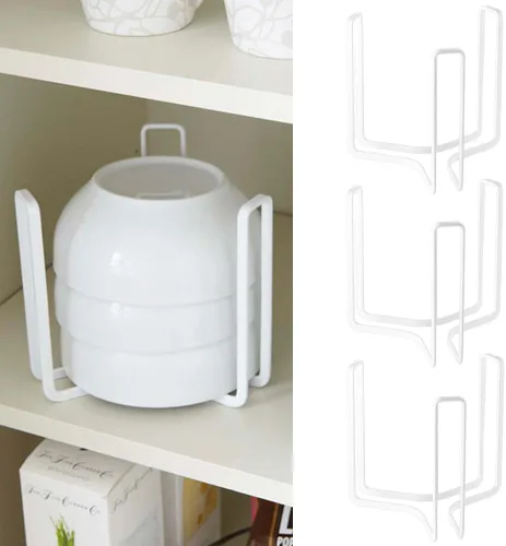 Vista 14 de Soporte para Platos y Cuencos de Vajilla Apto para Cuencos de 6.5 Pulgadas de Diámetro, Estante de Exhibición y Almacenamiento de Cuencos de Metal