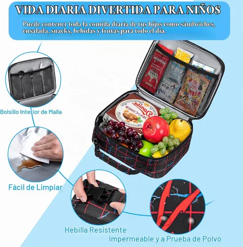Vista 3 de Lonchera con aislamiento térmico para niños de 3, 4, 5, 6, 7, 8, 9, 10, 11, 12, para el regreso a la escuela, reutilizable, congelable, pequeña
