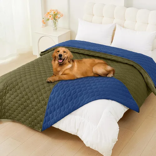 Vista 85 de Smiry Funda impermeable para cama de perro, manta reversible para mascotas para sofá Manta suave lavable para perro, funda a prueba de fugas