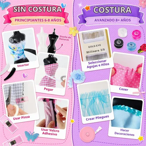 Vista 4 de Más de 1200 kits de diseño de moda para niñas con 8 maniquíes y tutorial