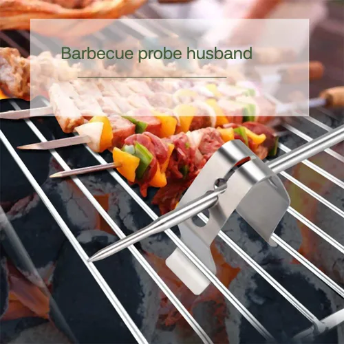 Vista 5 de Clip de sonda de termómetro, hornos soporte de sonda de lectura de temperatura para barbacoa, ahumador, horno, parrilla individual y tres agujeros