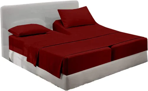 Vista 48 de Juego de sábanas divididas tamaño Queen para cama ajustable, juego de sábanas divididas de 5 piezas para cama Queen dividida de 600 hilos, 100%