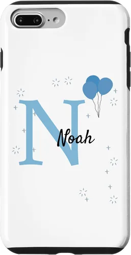 Vista 9 de iPhone 14 Noah Motif with Boys Name - Funda con aspecto azul
