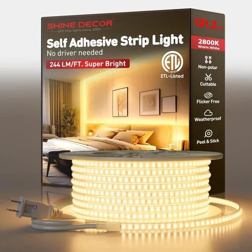 Vista 15 de Shine Decor Tira de luz LED súper brillante de 4000LM, Plug & Play de 120V sin controlador, cableado fácil, sin parpadeo, resistente a la intemperie