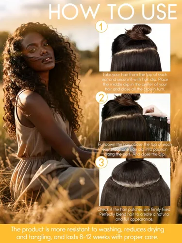 Vista 7 de Caliee - Extensiones de cabello rizado con clip 3B 3C Jerry, extensiones de clip de cabello rizado 14 pulgadas 1B color natural, extensiones