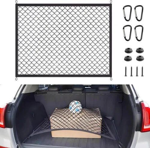 Vista 2 de BAILALIBO Red de Carga Extensible, Redes de Malla Elástica Ajustables para Maletero con Gancho de Metal Universal para SUV, Camiones, Accesorios