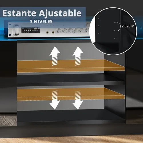 Vista 6 de HOMMPA Soporte de TV LED moderno para televisores de 55/50/43/40/32 pulgadas con tomas de corriente, centro de entretenimiento