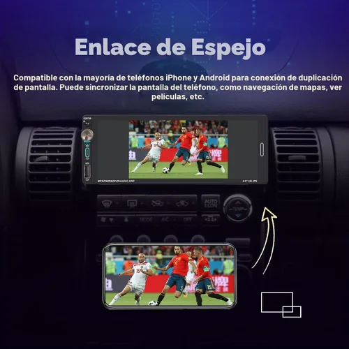 Vista 4 de Radio de pantalla táctil de coche de un solo DIN (6.9") con Apple