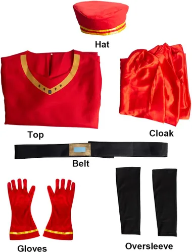 Vista 7 de Disfraz de Halloween, cosplay, capa roja, túnica y capa para la cabeza, conjunto completo